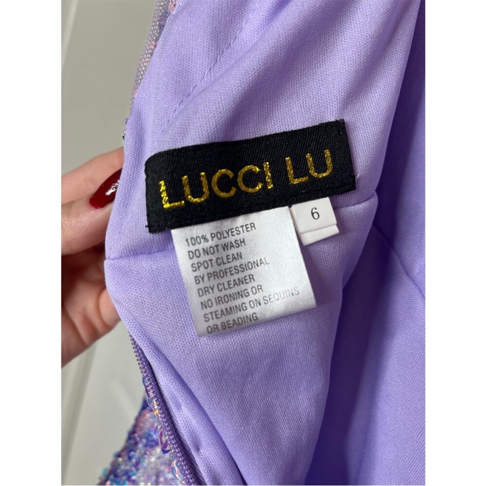 Lucci‎ Lu, 1250 Violet, Sz 6, Two Piece Over Skirt, Full Sequin - Picture 8 of 13